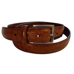 Cole Haan Croc Textured Animal Print Leather Belt - A3784 - Brown - 42